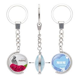 Double Side Letters Keychain Love You Mom Pendant Best Mum Cabochon Glass Ball Mothers Day Gift Happy Birthday To Mama Keyring