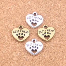 57pcs Antique Silver Plated heart best friend Charms Pendant DIY Necklace Bracelet Bangle Findings 14*15mm