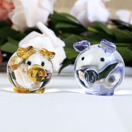Decorative Objects & Figurines 1 Piece Cute Crystal Pig Model Crafts 6 Colours Animal Figurine For Valentine's Day Birthday Gifts Home Decora