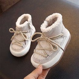 Winter Children Snow Boots Wool Girls Plush Boy Warm Shoes Fashion Kids Zipper Baby Toddler Sneakers 211022