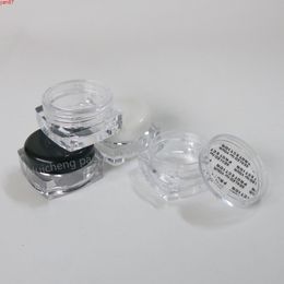 100 X 3g clear square Refillable PS cream jar black cosmetic container 3ML Transparent plastic bottle sample jargoods qty