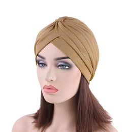 Muslim Bubble Cotton Turban Hat Women Twist Headwrap Indian Hat Ladies Wrinkled Casual Headdress Chemo Cap Hair Accessories