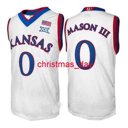 Stitched Custom Kansas Jay Frank Mason III #0 Retro Basketball White Jersey Men Women Youth Jerseys XS-6XL