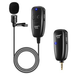 UHF Wireless Microphone with Lavalier Lapel Mic Transmitter & Receiver Computer Speaker Phone DSLR Camera