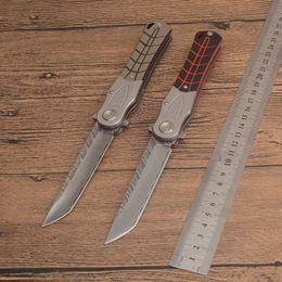 1Pcs High Quality Flipper Folding Knife VG10 Damascus Steel Tanto Point Blade G10 + Stainless Steel Sheet Handle Ball Bearing Pocket Knives