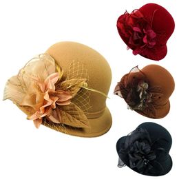 Berets Women's Wool Cap Foldable Fisherman Hat Flower Topper Casual Fashion Hats Sunscreen Beach 2022