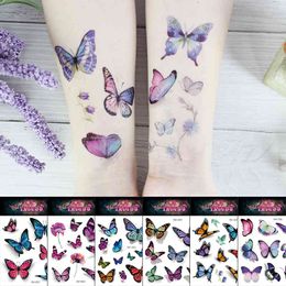 Hand/Wrist Temporary Armband Tattoos Butterfly Waterproof Sticker Colorf Arm Sleeve Tattoos Hand Neck Body Stickers Fake Decal
