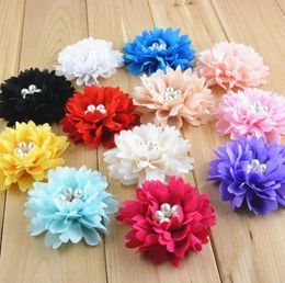 2021 new 30pcs/lot High Quality 3.15" Chiffon Fabric flowers For Baby Girls Boutique Hair Accessories Clothing