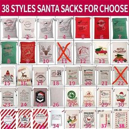 Christmas Decorations Canvas Christmas Sants Bag Large Drawstring Candy Claus Bags Xmas Gift Santa Sacks For Festival Decoration