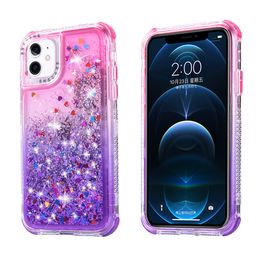 Quicksand Bling Cell Phone Cases For Samsung A21S A10S A01 A11 A20 A51 A71 Liquid Glitter Gradient 3IN1 Shiny Shoockproof Back Cover D1