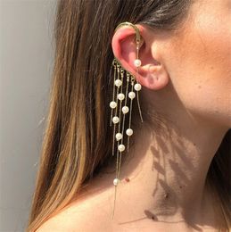 Alloy + Simulated Pearl Ear Cuff Long Tassel Earrings Women's Earring Jewellery E6590