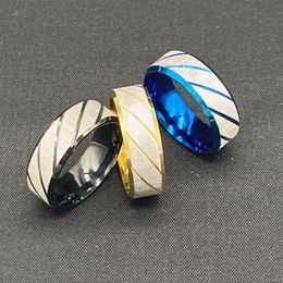 8MM Stainless Steel Gold Silver Blue Black Colour Finger Band Rings For Men Party Club Wear Birthday Jewellery