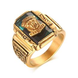 Gold Color Titanium Men Rings Stainless Steel Big Masculine Cool Jewelry Accessory Navy Blue Black Red Gemstones Gifts Fashion Cluster