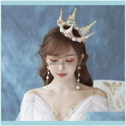 Hair Jewelryhair Clips & Barrettes Niushuya Princess Round Crowns Wedding Aessories Jewelry Full Crystal Beads Crown Earrings Luxury Handmad