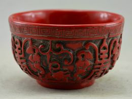 Chinese Red Coral Carved Grape Figure Bowl - Fu Foo Longevity Meaning Statues for Decoration Home Decor Collection Ornaments