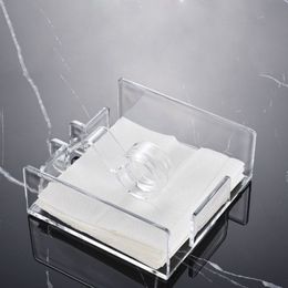 Square Clear Acrylic Cocktail Napkin Holder Paper Serviette Dispenser Tissue Box Bar Caddy for Dining Table Hotel Home Decor 210326