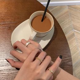 3pcs/set anéis de moda para mulheres jóias cor de ouro redonda simplicidade simplicidade minimalista Personalidade Geométrica Ring Wedding Party Cluster
