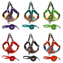 Dog Collars & Leashes Cat Harness And Leash Set Fashion Reflective Vest Pet Harnesses Outdoor Walking Dogs Printed Collar