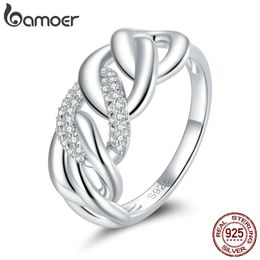 S925 Sterling Silver Clear platinum CZ Chain Ring Finger Rings for Women Engagement Wedding Statement Jewellery SCR685 211217