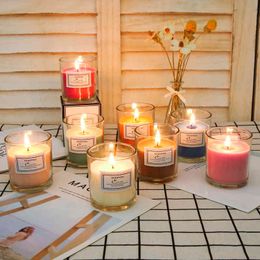 Romantic Glass Jars Smokeless With Lid Bedroom Tea Flower Candle Aromatherapy Gift Candele Profumate Home Decor DE50LZ