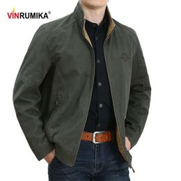 Spring Autumn Middle Aged Men's High Quality Double-sided 100% Cotton Khaki Jacket Coat Father Casual Style Man Army green Coats 210928