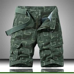 Mens Casual Shorts Summer Bermudas Male Print Short Trousers Business Style Work 210716