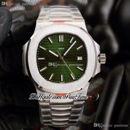 40mm 5711 CAL A324 Automatic Mens Watch Green Textured Dial Silver White Stick Markers Stainless Steel Bracelet Watches 2022 Puretime G20h8
