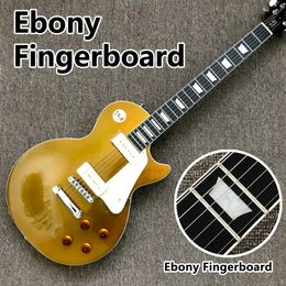 Ebony fingerboard electric guitar, Gold Top black back, Two P90 pickups, Solid mahogany body electric guitar