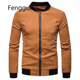 Men's Jackets Men Autumn Corduroy Stand Collar Warm Coats Male Causal Fashion Slim Fitted Large Size Zipper Man Clothing