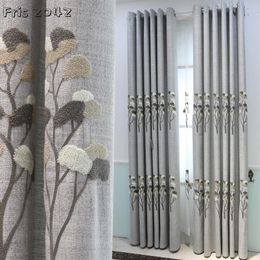 Curtain & Drapes Embossed Cotton And Linen Embroidered Nordic Modern Minimalist Curtains Shading Custom For Living Dining Room Bedroom