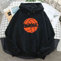 Haikyuu Volleyball Print Hoodie Man Casual Loose Fleece Sweatshirts Hoody 2021 Male High Quality Graphic Pockets Autumn Clothes H1227