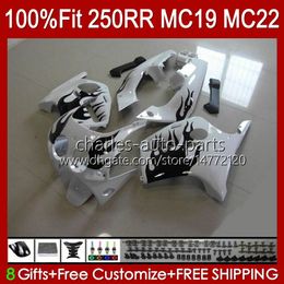 Injection Body For HONDA CBR250RR MC19 1988-1989 CBR 250 RR CC 250R 250RR 88 89 112HC.61 CBR250 RR CC 1988 1989 Bodywork CBR 250CC 88-89 OEM Fairings Kit Black flames