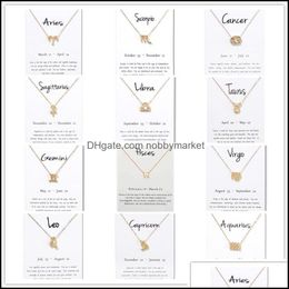 Pendant Necklaces & Pendants Jewelry 12 Constellation With White Gift Card Zodiac Sign Gold Chains For Men Women Fashion Bk Drop Delivery 20