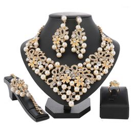 Earrings & Necklace Right Noble Gold Colour Jewellery Sets Big Design Nigerian Wedding Woman Accessories Set Fashion African Beads