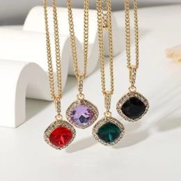 Metal Chain Pendant Crystal Personality Fashion Retro Geometric Necklace Women Travel Accessories Christmas Gift