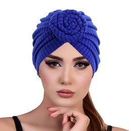 Cotton Solid Color Knitted Turban Cute Doughnut Design Hat Comfortable Head Wrap For Women Hair Accessories