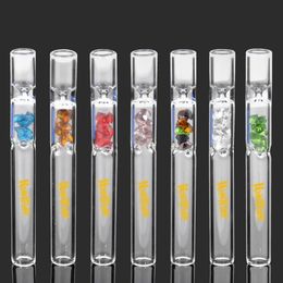 4inch Glass cigarette bat One Hitter Pipe with a colored diamond for smoking tobacco hand pipes Hookah accessories