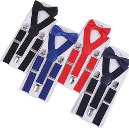 27 Colours Kids Suspenders Bow Tie Set for 1-10T Baby Braces Elastic Y-back Boys Girls Suspenders accessories Free