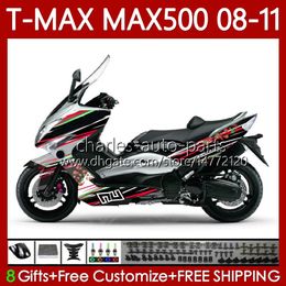 Red line Body Kit For YAMAHA TMAX MAX 500 XP500 MAX-500 T 2008-2011 Bodywork 107No.129 TMAX-500 TMAX500 T-MAX500 2008 2009 2010 2011 MAX500 08 09 10 11 OEM Fairing