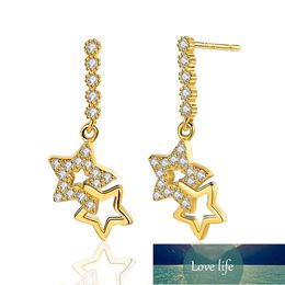 Stars Long Stud Earrings Authentic 100% 925 Sterling Silver Earrings For Women Zircon Brincos Earring Earings Jewelry Gift M2912 Factory price expert design Quality