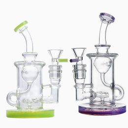Heady Glass Bongs 6 Inch 4mm Thick Klein Hookahs Showerhead Perc Water Pipes 14mm Female Joint Recycler Torus Oil Dab Rigs With Bowl