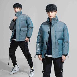 2021 Men's Autumn Winter New Fashion Gradient Color Stand-up Collar Down Jacket Classic Casual Warm and Windproof Winter Jacket Y1103