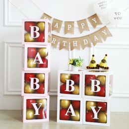 1Set Party Supplies Transparent Balloon Box LOVE/BABY Letter Box Wedding Birthday Decoration Surprise Boxes Proposal Confession Layout