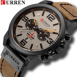 Newest Men Watches CURREN Top Brand Luxury Quartz Mens Wristwatches Leather Military Date Male Clock Relogio Masculino 210329
