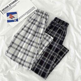 Plaid Pants Women Streetwear Cool Girl High Waist Trousers Harem Sweatpants Joggers Cargo Sweat Korean Pantalon 210925