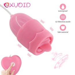 EXVOID 12 Speeds USB Power Clitoris Stimulator Tongue Oral Licking Vibrators Egg Vibrator Sex Toys for Women P0818