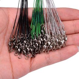 Braid Line 20PCS Anti Bite Steel Fishing Wire Leader With Swivel Accessory Lead Core Leash 15CM-30CM