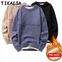 Men Autumn Sweater Crew Neck Sweater Solid Color Men Knit Pullovers Wool Sweater Fall Warm Tops Men Clothing Fashion Tops 2021 Y0907