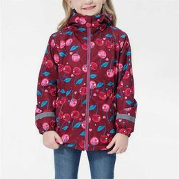 Spring Autumn Kids Girls Windbreaker Children Jackets Star Hooded Blue Color For Outerwear Coat 211204