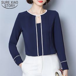 Solid Hollow Out Women Tops and Blouses Spring Long Sleeve Chiffon Blouse Elegant Clothes Blusas 9075 50 210506